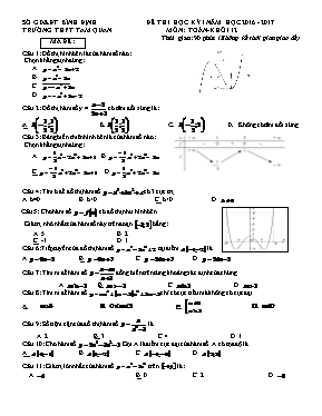 Đề thi học kỳ I môn Toán - Khối 12